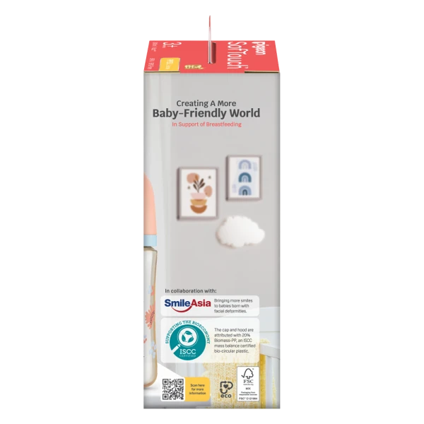 BÌNH SỮA PPSU SOFTOUCH BABY-FRIENDLY WORLD PIGEON HOẠ TIẾT THỎ HỒNG 240ML