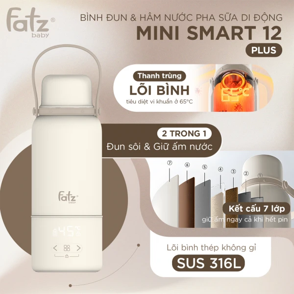 Bình đun và hâm nước pha sữa di động Mini Smart 12 Plus