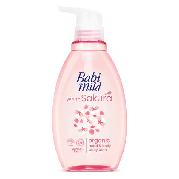 Sữa tắm gội Babi Mild White Sakura cho bé sơ sinh (380ml)