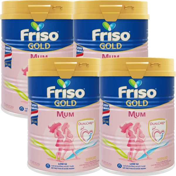 Combo 4 lon Sữa bầu Friso Mum Gold 400g hương cam