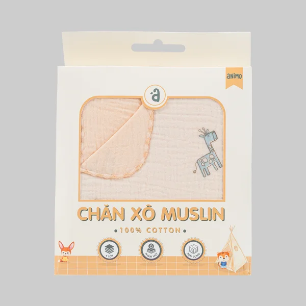Chăn xô nhăn Cotton 4 lớp cao cấp Animo T2304_NBA002 (75x100cm,1 cái,Giao màu ngẫu nhiên)