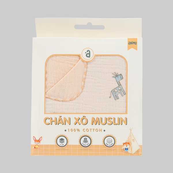 Chăn xô nhăn Cotton 4 lớp cao cấp Animo T2304_NBA002 (75x100cm,1 cái,Giao màu ngẫu nhiên)