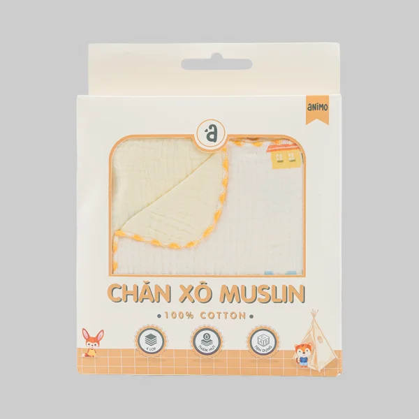 Chăn xô nhăn Cotton 4 lớp cao cấp Animo T2304_NBA002 (75x100cm,1 cái,Giao màu ngẫu nhiên)