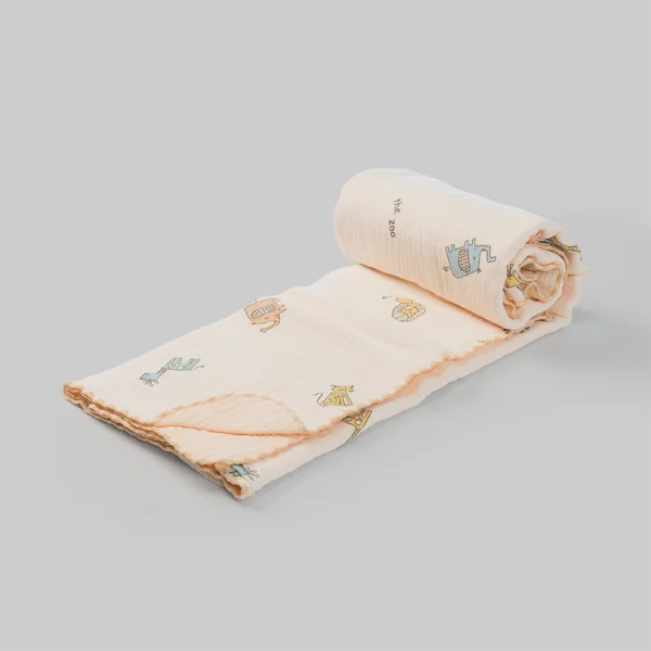 Chăn xô nhăn Cotton 4 lớp cao cấp Animo T2304_NBA002 (75x100cm,1 cái,Giao màu ngẫu nhiên)