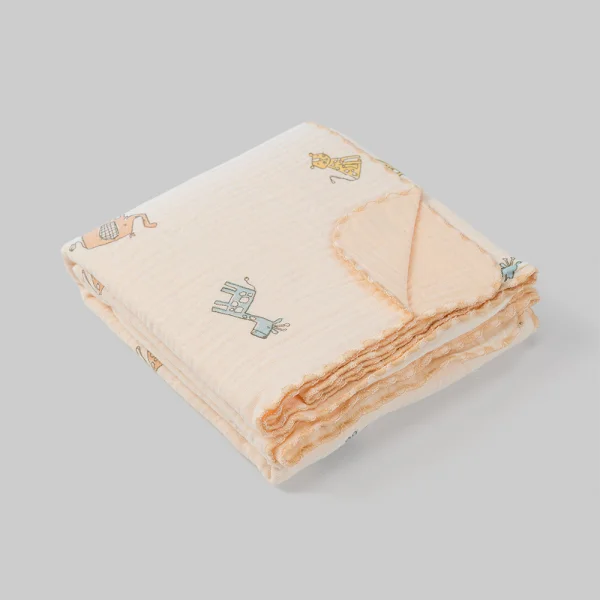 Chăn xô nhăn Cotton 4 lớp cao cấp Animo T2304_NBA002 (75x100cm,1 cái,Giao màu ngẫu nhiên)