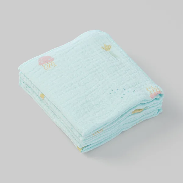 Khăn sữa xô nhăn Cotton 4 lớp Animo T2304_NBA001 (25x28cm,5 cái,Giao mẫu ngẫu nhiên)