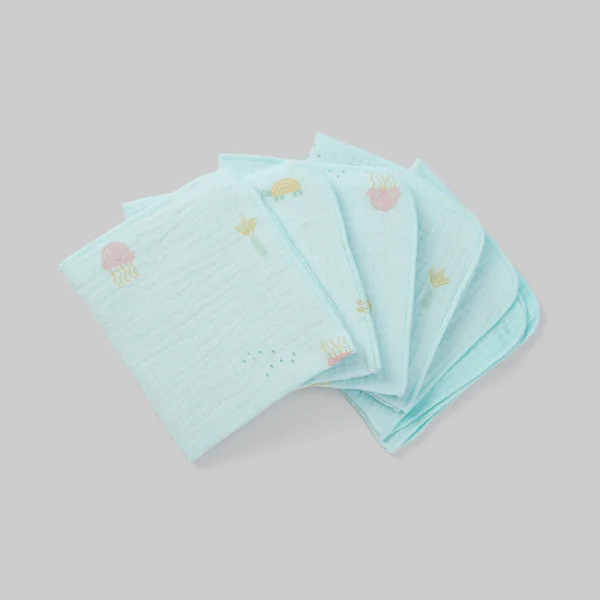 Khăn sữa xô nhăn Cotton 4 lớp Animo T2304_NBA001 (25x28cm,5 cái,Giao mẫu ngẫu nhiên)