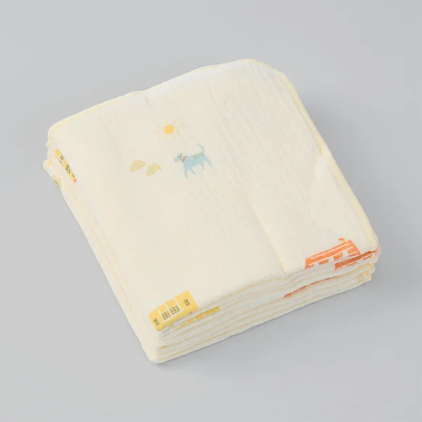 Khăn sữa xô nhăn Cotton 4 lớp Animo T2304_NBA001 (25x28cm,5 cái,Giao mẫu ngẫu nhiên)