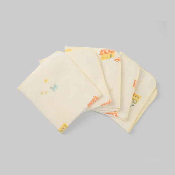 Khăn sữa xô nhăn Cotton 4 lớp Animo T2304_NBA001 (25x28cm,5 cái,Giao mẫu ngẫu nhiên)