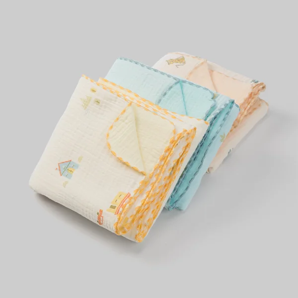 Khăn sữa xô nhăn Cotton 4 lớp Animo T2304_NBA001 (25x28cm,5 cái,Giao mẫu ngẫu nhiên)