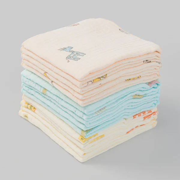 Khăn sữa xô nhăn Cotton 4 lớp Animo T2304_NBA001 (25x28cm,5 cái,Giao mẫu ngẫu nhiên)