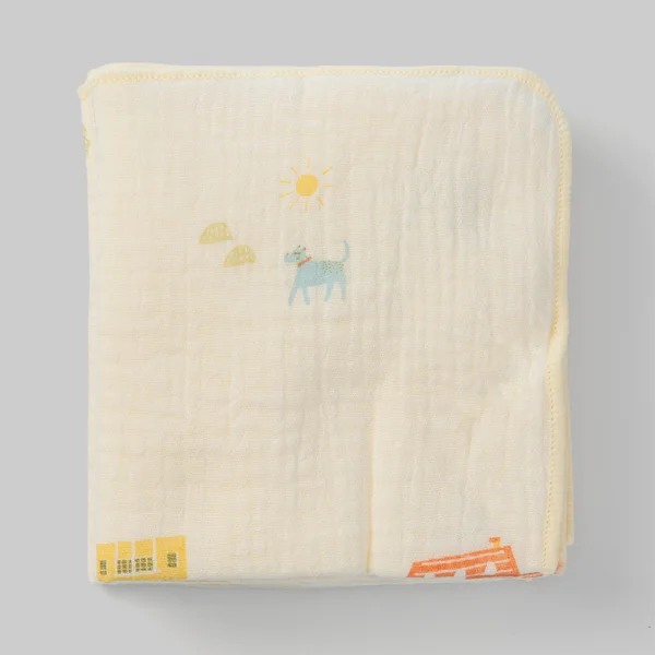 Khăn sữa xô nhăn Cotton 4 lớp Animo T2304_NBA001 (25x28cm,5 cái,Giao mẫu ngẫu nhiên)