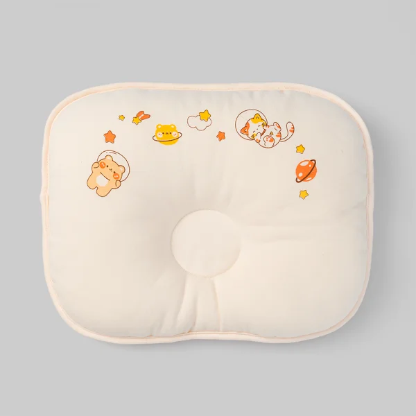 Gối nằm lõm sơ sinh Cotton cao cấp Animo B2409_MN002 (23x28cm,Màu be) - Họa tiết ngẫu nhiên