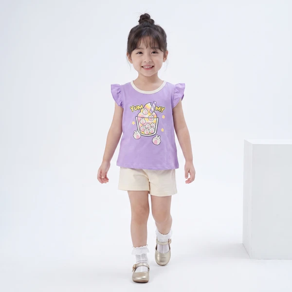 Bộ bé gái ngắn Animo Easy SU26 TX0626047 (1Y-4Y,Tím-Kem)