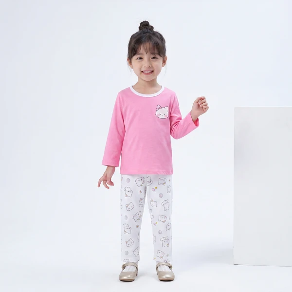 Bộ bé gái dài Animo Easy SU26 TX0626053 (1Y-4Y,Hồng-Trắng)