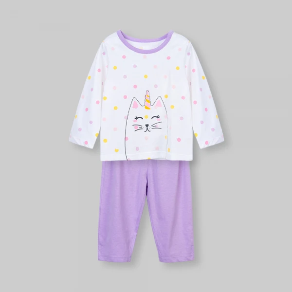 Bộ bé gái dài Animo Easy SU26 TX0626054 (1Y-4Y,Trắng-Tím)