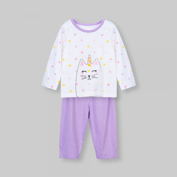 Bộ bé gái dài Animo Easy SU26 TX0626054 (1Y-4Y,Trắng-Tím)