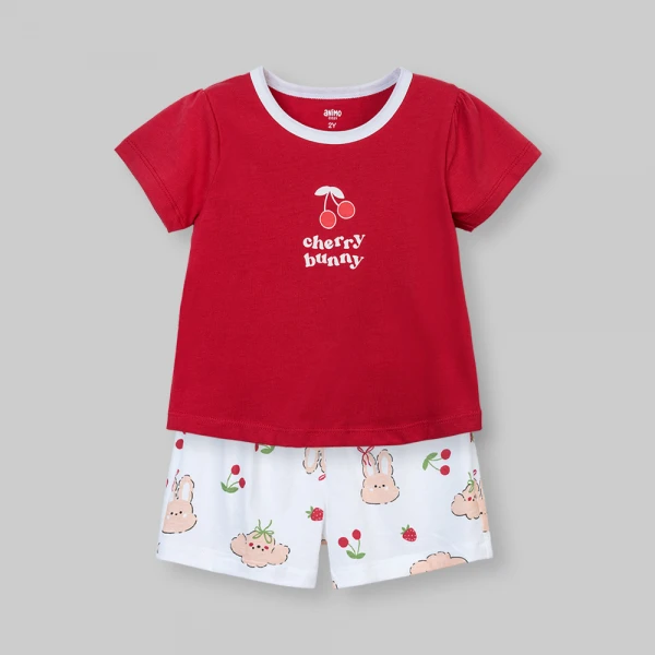Bộ bé gái ngắn Animo Easy SU26 TX0626056 (1Y-4Y,Đỏ-Trắng)