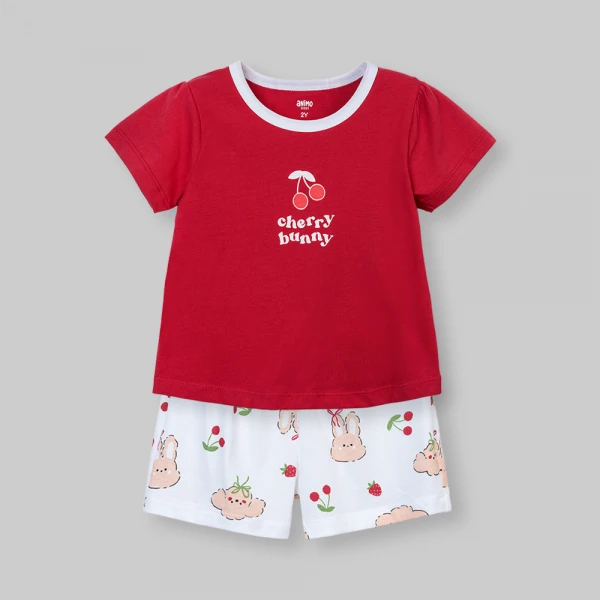 Bộ bé gái ngắn Animo Easy SU26 TX0626056 (1Y-4Y,Đỏ-Trắng)
