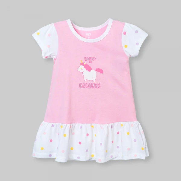 Đầm bé gái Animo Easy SU26 TX0626057 (1Y-4Y,Hồng-Trắng)