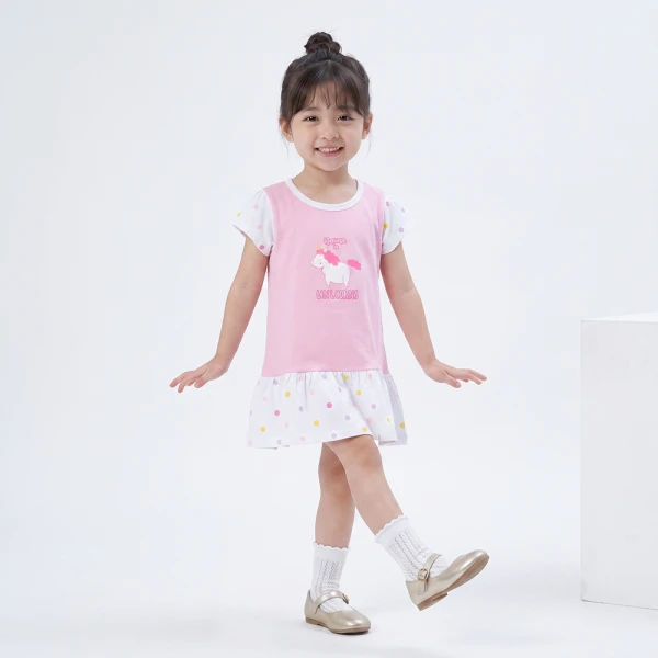 Đầm bé gái Animo Easy SU26 TX0626057 (1Y-4Y,Hồng-Trắng)