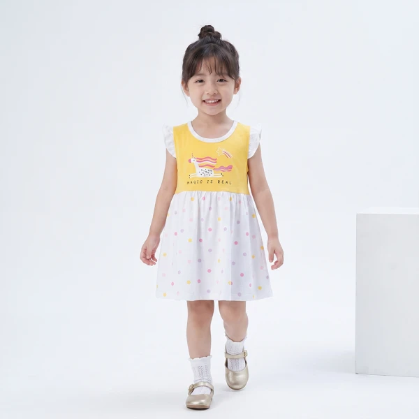 Đầm bé gái Animo Easy FW26 TX0726074 (1Y-4Y,Vàng-trắng)