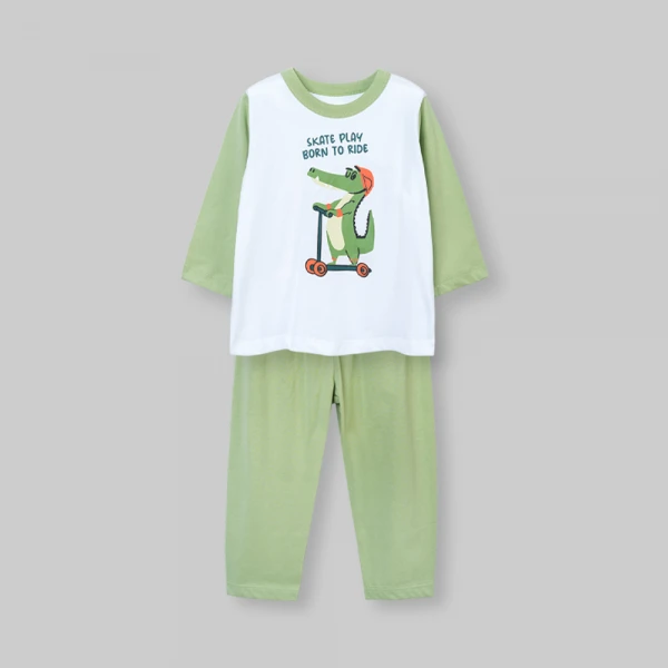 Bộ bé trai dài Animo Easy SU26 HN0526072 (1-4Y,Trắng-Lá)