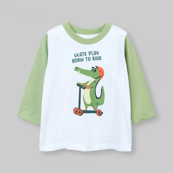 Bộ bé trai dài Animo Easy SU26 HN0526072 (1-4Y,Trắng-Lá)
