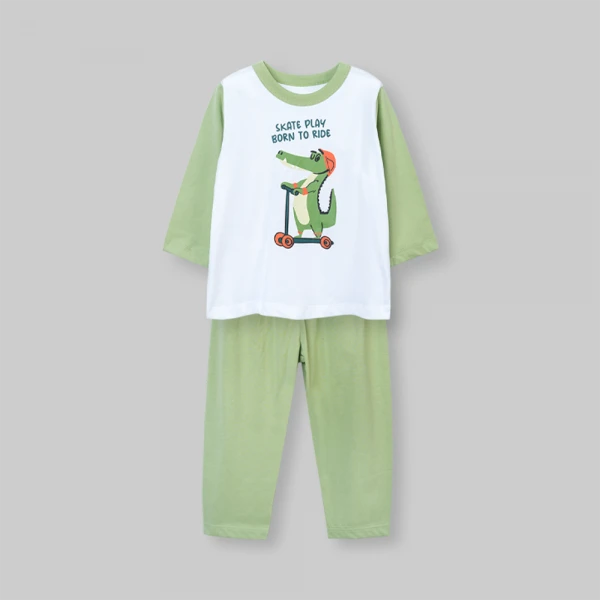Bộ bé trai dài Animo Easy SU26 HN0526072 (1-4Y,Trắng-Lá)