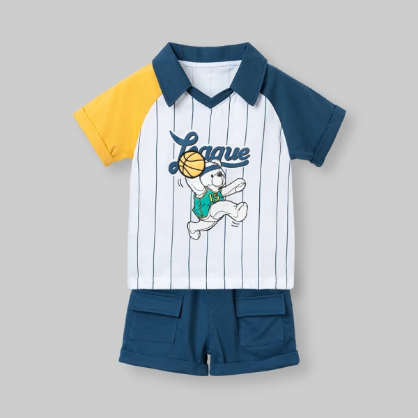 Bộ bé trai ngắn polo Animo champs SP26 HN0526051 (1-6Y,Trắng-Dương)