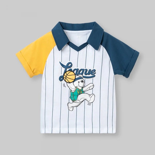 Bộ bé trai ngắn polo Animo champs SP26 HN0526051 (1-6Y,Trắng-Dương)