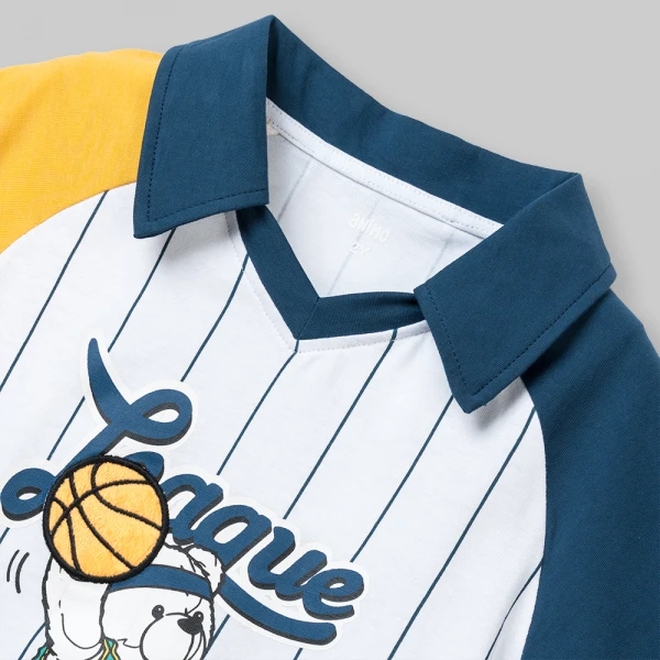 Bộ bé trai ngắn polo Animo champs SP26 HN0526051 (1-6Y,Trắng-Dương)