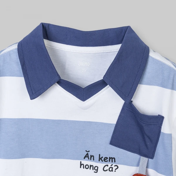 Bộ bé trai ngắn polo Animo Ocean Friends SP26 HN0626013 (1-6Y,Trắng-Biển)