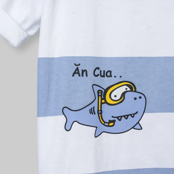 Bộ bé trai ngắn polo Animo Ocean Friends SP26 HN0626013 (1-6Y,Trắng-Biển)