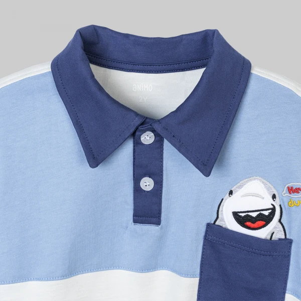Bộ bé trai ngắn polo Animo Ocean Friends SP26 HN0626018 (1-6Y,Trắng-Dương)