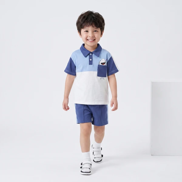 Bộ bé trai ngắn polo Animo Ocean Friends SP26 HN0626018 (1-6Y,Trắng-Dương)