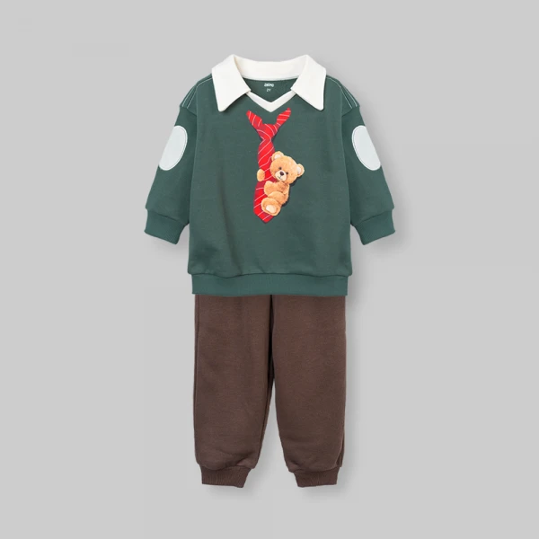 Bộ đông bé trai dài Animo noel FW26 ST0726033 (1-4Y, Lá-Nâu đậm)