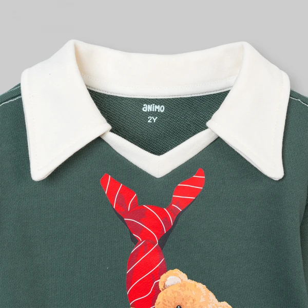 Bộ đông bé trai dài Animo noel FW26 ST0726033 (1-4Y, Lá-Nâu đậm)