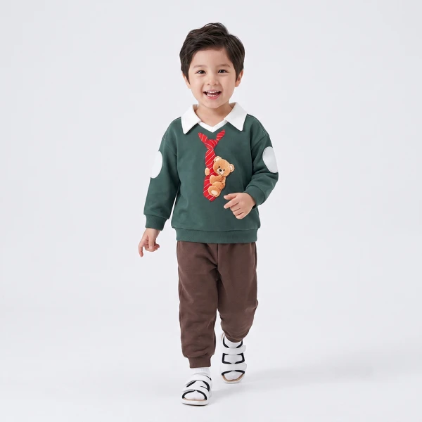 Bộ đông bé trai dài Animo noel FW26 ST0726033 (1-4Y, Lá-Nâu đậm)