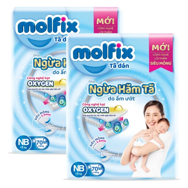 Combo 2 Tã dán Molfix Oxygen NB70