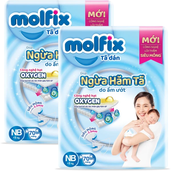 Combo 2 Tã dán Molfix Oxygen NB70