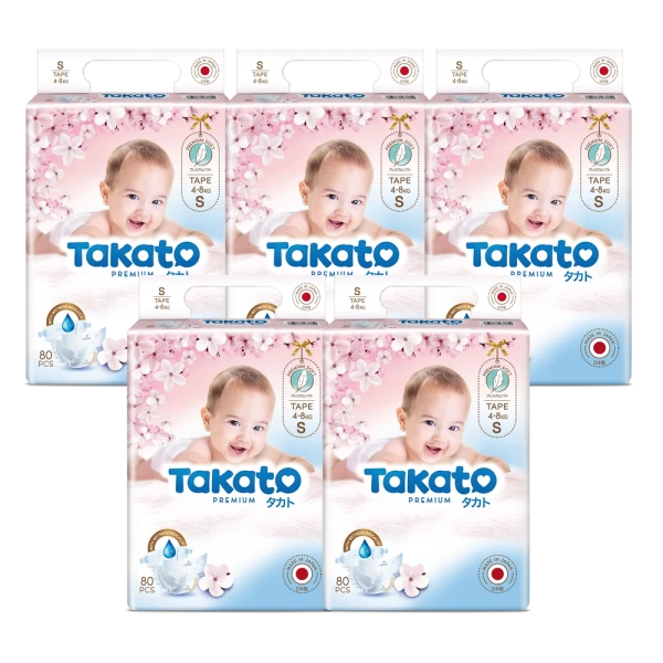 combo 5 Tã dán Nhật Bản Takato siêu mềm mại (S, 80 miếng)