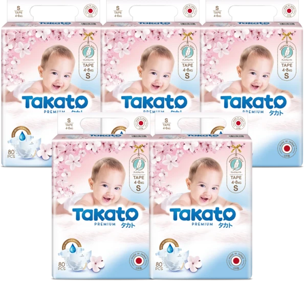 combo 5 Tã dán Nhật Bản Takato siêu mềm mại (S, 80 miếng)