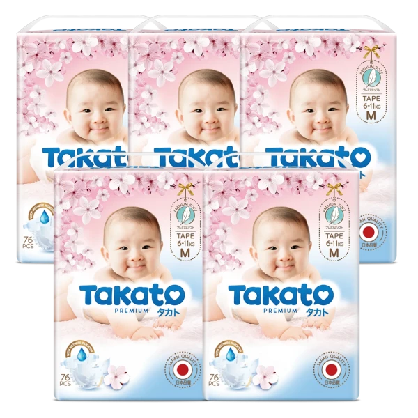 combo 5 Tã dán Takato siêu mềm mại ( M, 76 miếng)