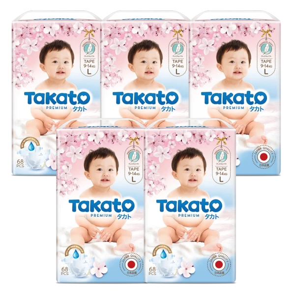 combo 5 Tã dán Takato siêu mềm mại (L, 68 miếng)