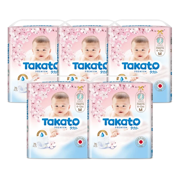 Combo 5 Tã quần Nhật Bản Takato siêu mềm mại (M, 76 miếng)