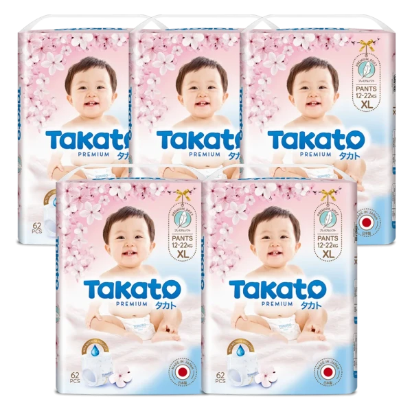 Combo 5 Tã quần Nhật Bản Takato siêu mềm mại (XL, 62 miếng)