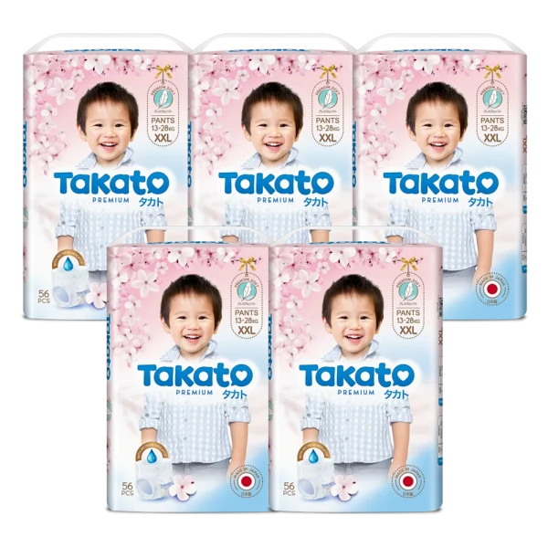 Combo 5 Tã quần Nhật Bản Takato siêu mèm mại (XXL, 56 miếng)