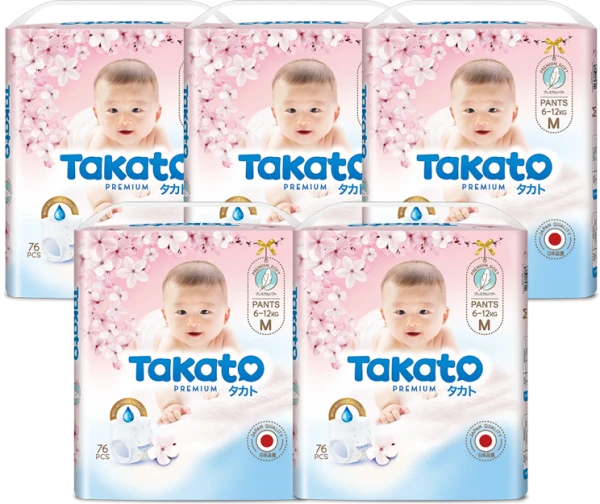 Combo 5 Tã quần Takato siêu mềm mại (M, 76 miếng)
