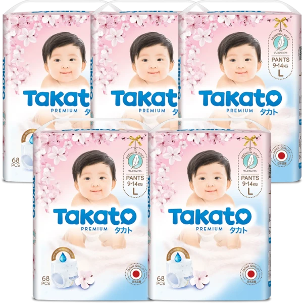 Combo 5 Tã quần Takato siêu mềm mại (L, 68 miếng)